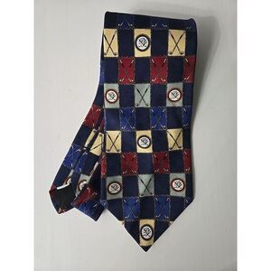 Payne Stewart Golf Clubs  Vintage Necktie Tie Golfers Golfing Tees 100% Silk Men